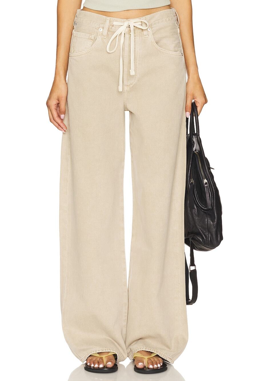 Citizens Of Humanity Relaxed Tan Brynn Drawstring Trousers Size 25
